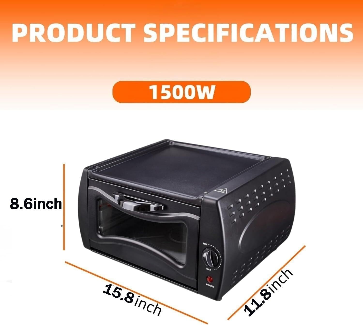 1500W Electric Pizza & Tandoor Oven | 400°C Mini Countertop Chapati Maker 15L
