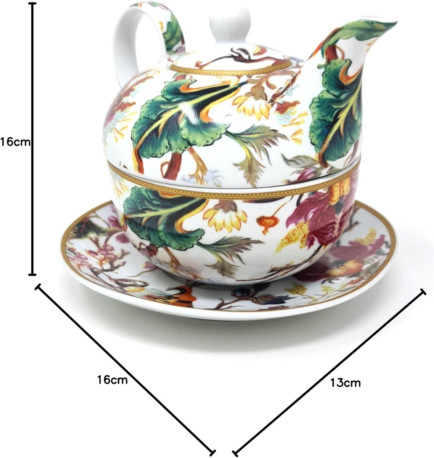 Tea For One Teapot Cup Saucer Set 600ml Fine China Floral Gift Box