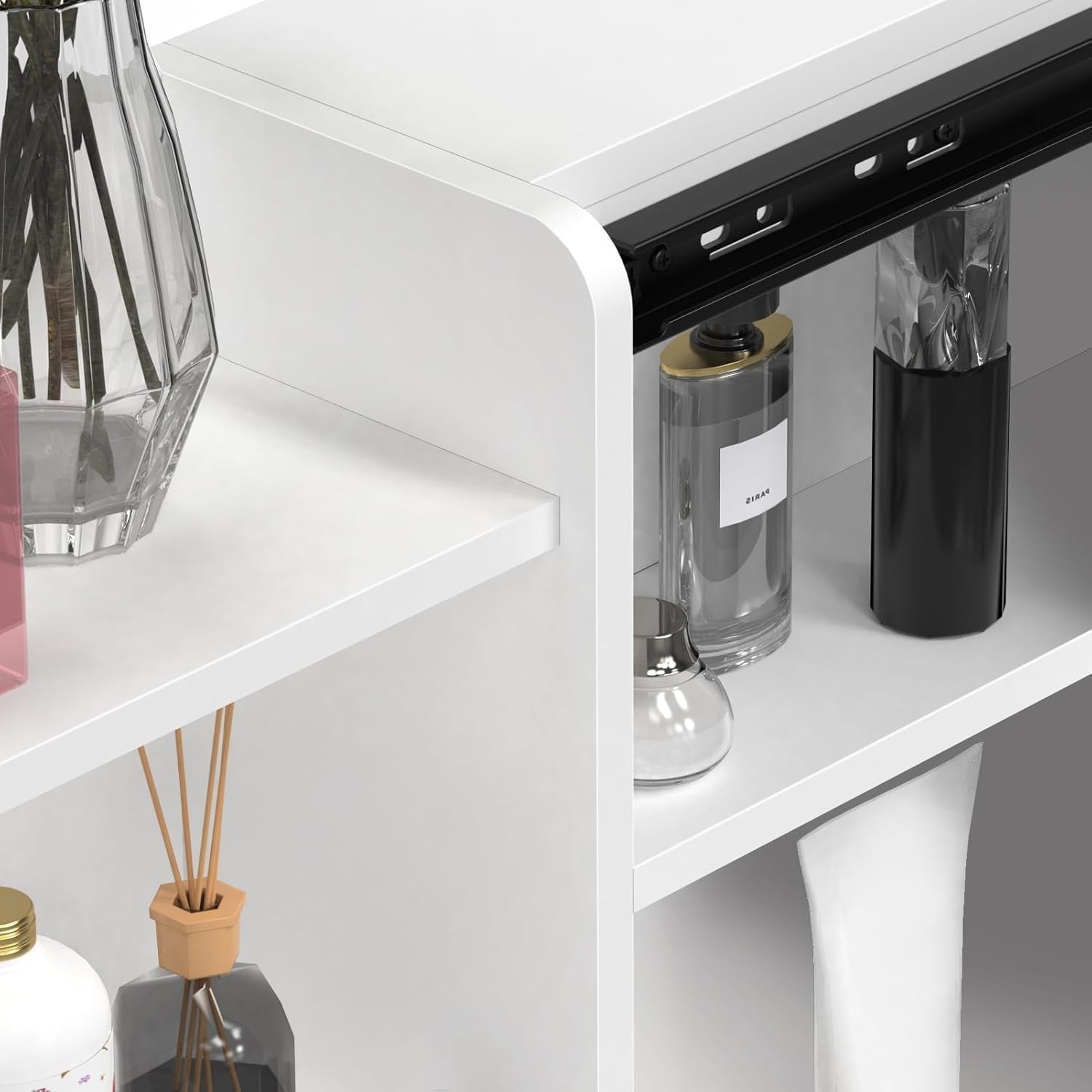 White XL Vanity Makeup Dressing Table Dresser Mirror Lights Drawers Storage