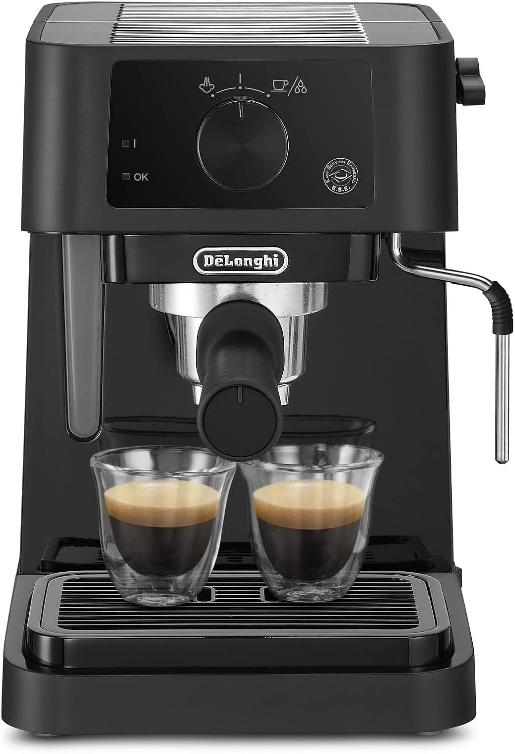 15-Bar Espresso Machine with Milk Frother Dual Thermostat Steam Wand 1100W Black