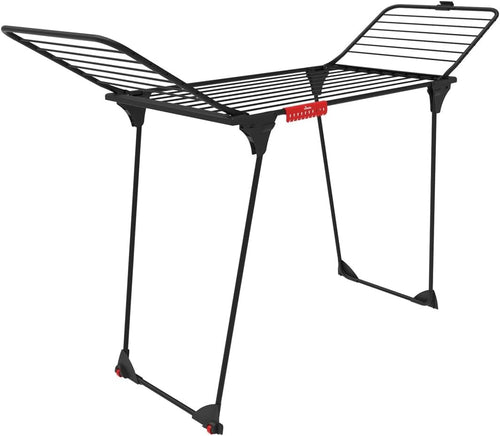 XXL Indoor Clothes Airer Folding Drying Rack 20m Lines Wheeled Black