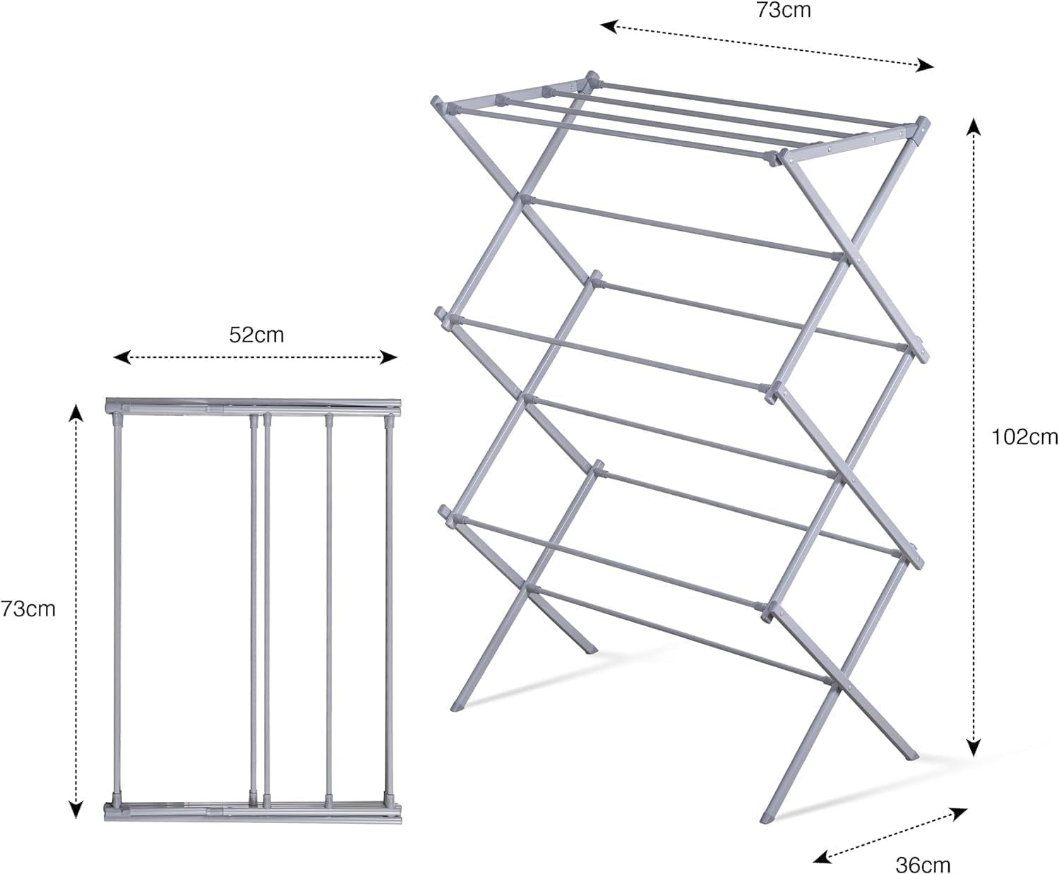3 Tier Clothes Airer Folding Compact Laundry Drying Rack Space Saving