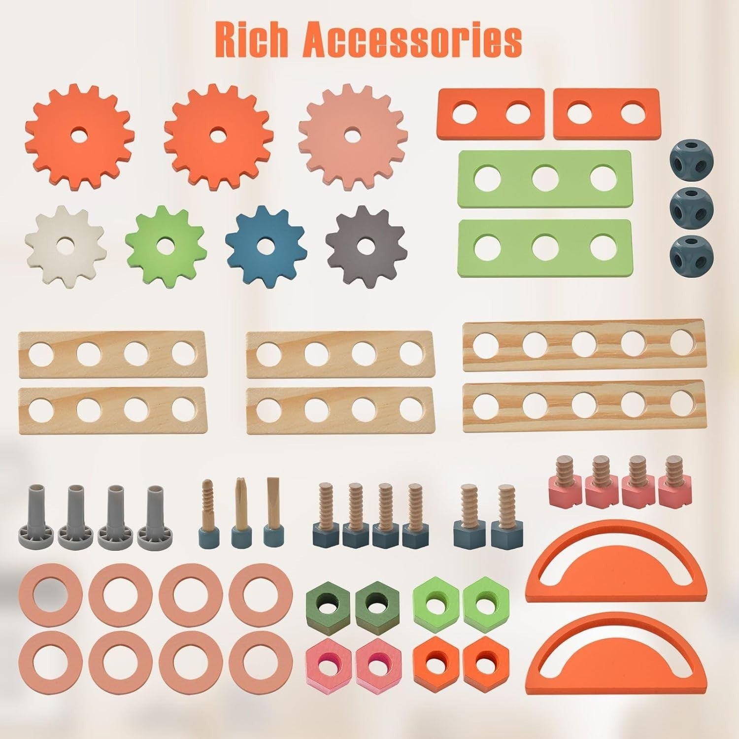 Wooden Workbench Tool Bench Set w/ Tools Accessories Magnetic Rack 60x30