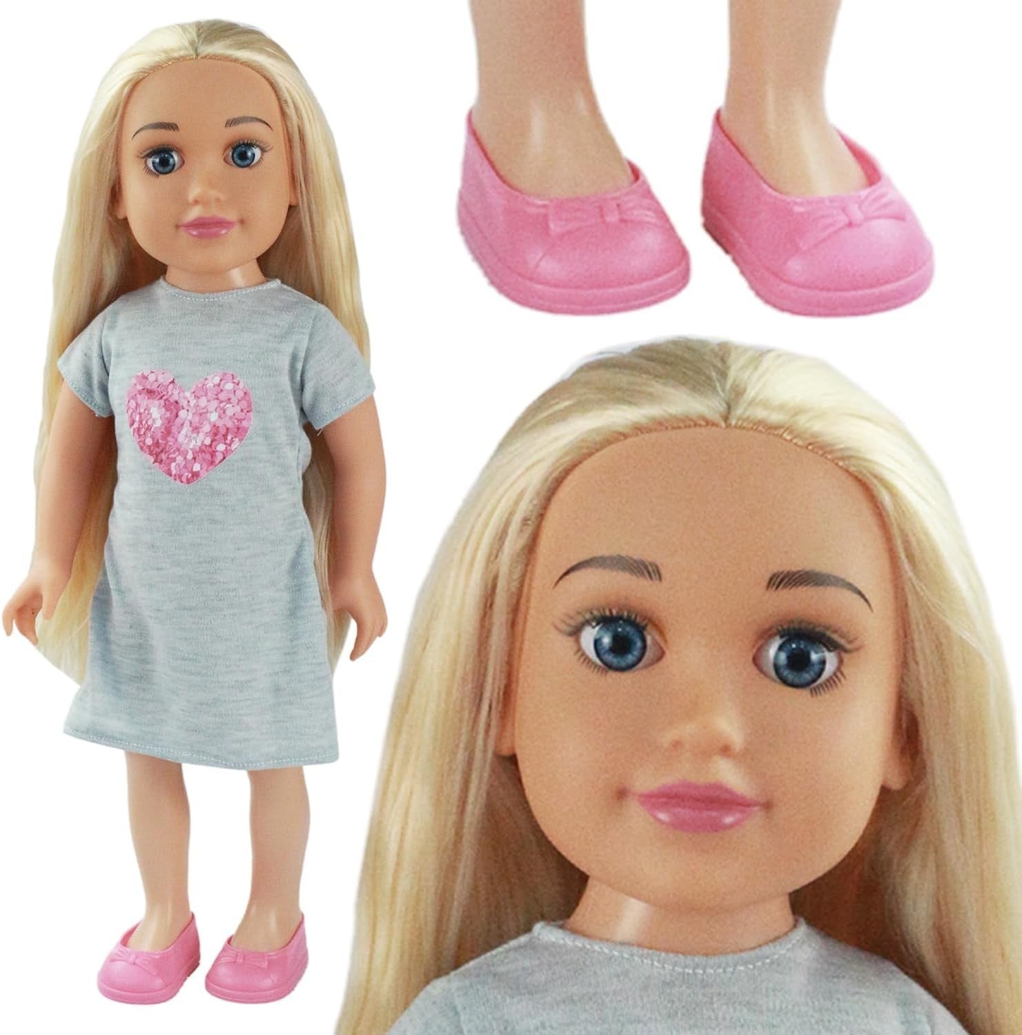 45cm Fashion Doll Blonde Styling Hair Removable Outfit Shoes