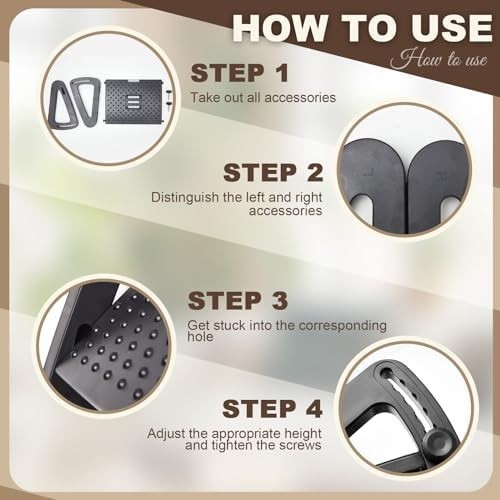 Adjustable Under Desk Foot Rest 6 Heights Ergonomic Massage Office Home