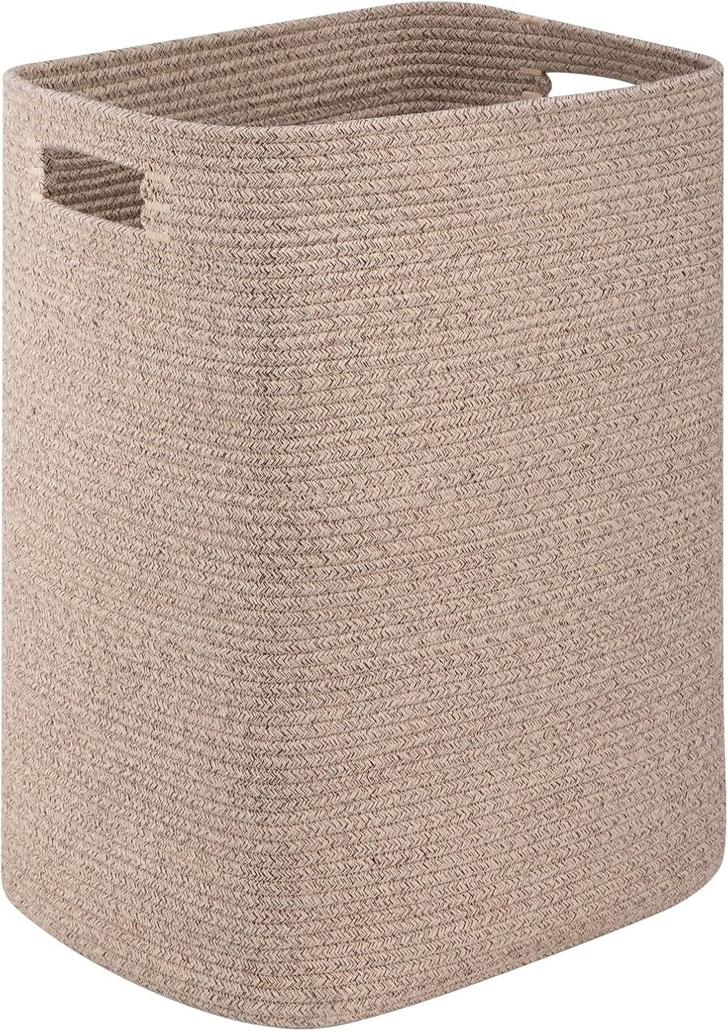 Large Woven Laundry Basket with Handles 16x13x22in Cotton Storage Hamper
