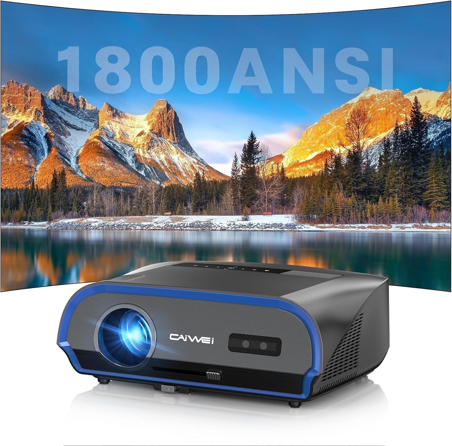 1800 ANSI Smart 4K Projector Daylight WiFi 6 Bluetooth NFC HDR
