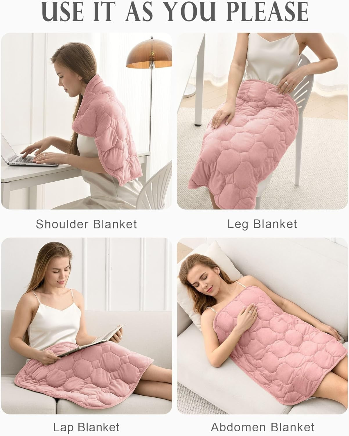 7lbs Weighted Lap Blanket Dull Pink 29x24" Crystal Velvet for Travel & Relax