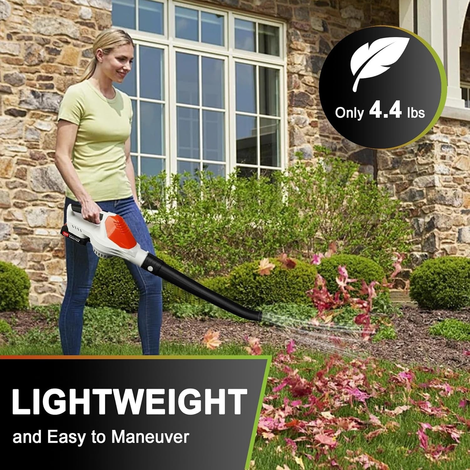 Cordless Leaf Blower 24V Dual Battery Lightweight Handheld Garden Cleaner