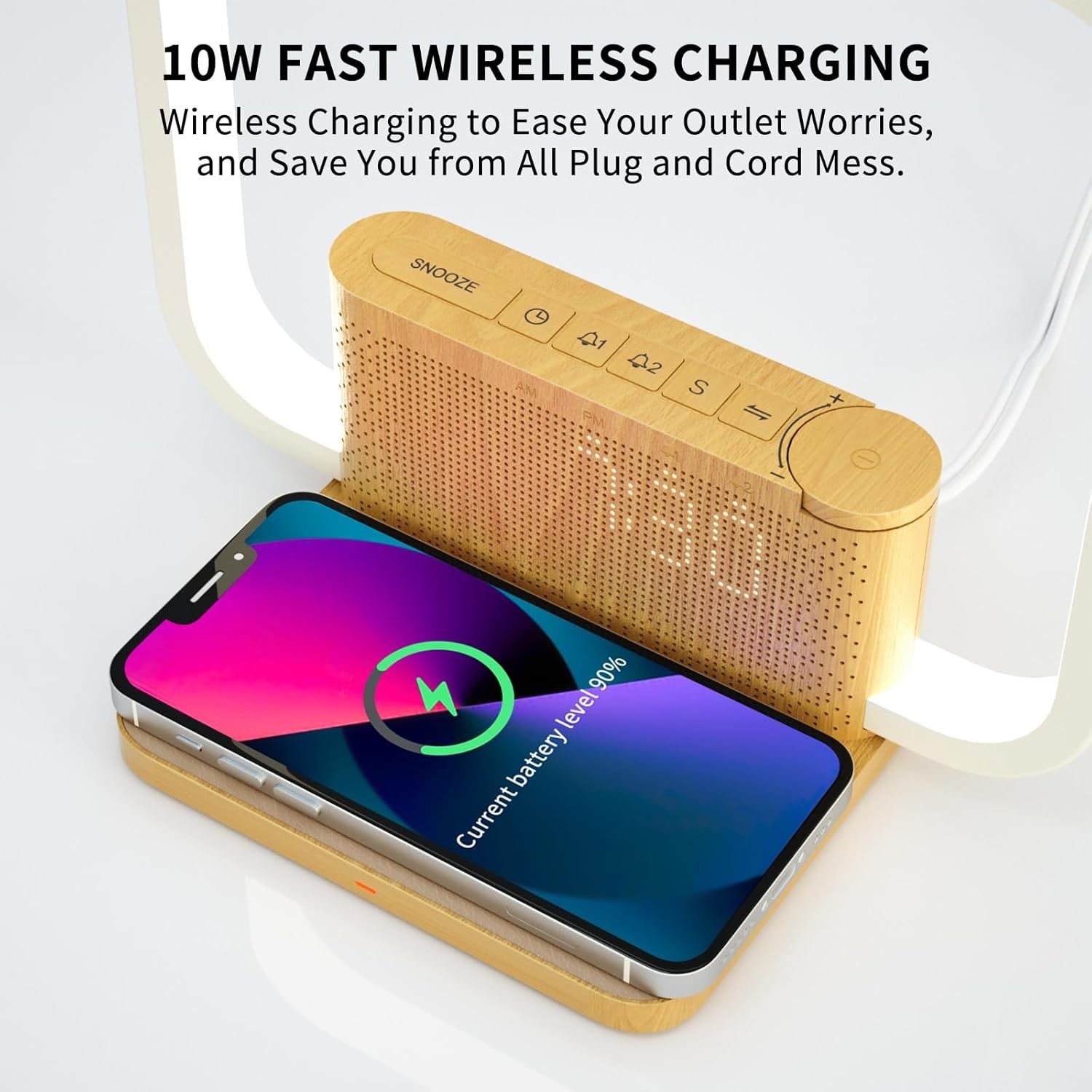 Sunrise Alarm Clock Bedside Lamp Wireless Charging Wake Up Light Sound