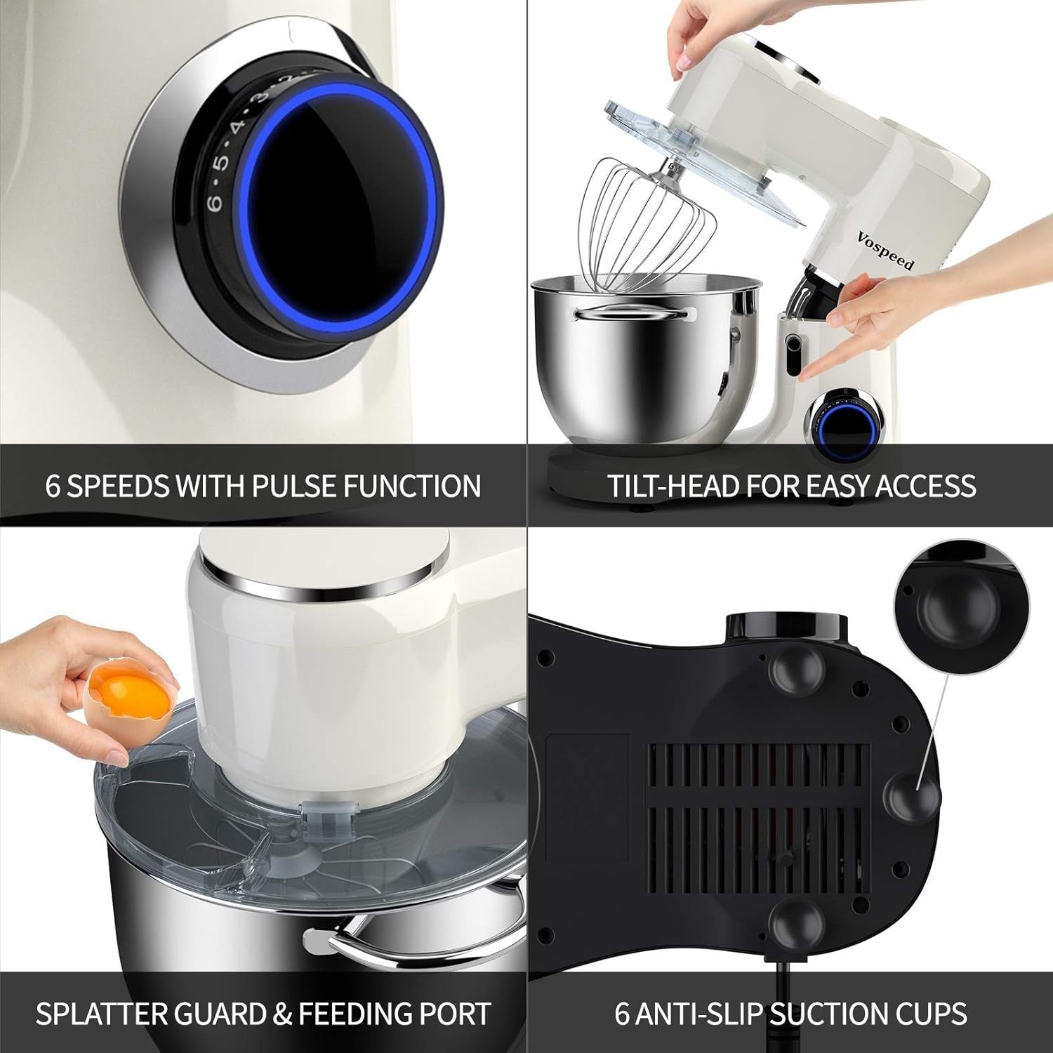 Powerful 1500W Stand Mixer 8L Stainless Steel Bowl 6 Speeds Dough Beater