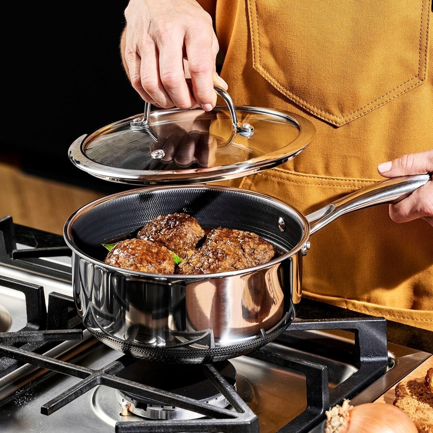 3L Non Stick Induction Saucepan with Glass Lid – Stainless Steel & Oven Safe