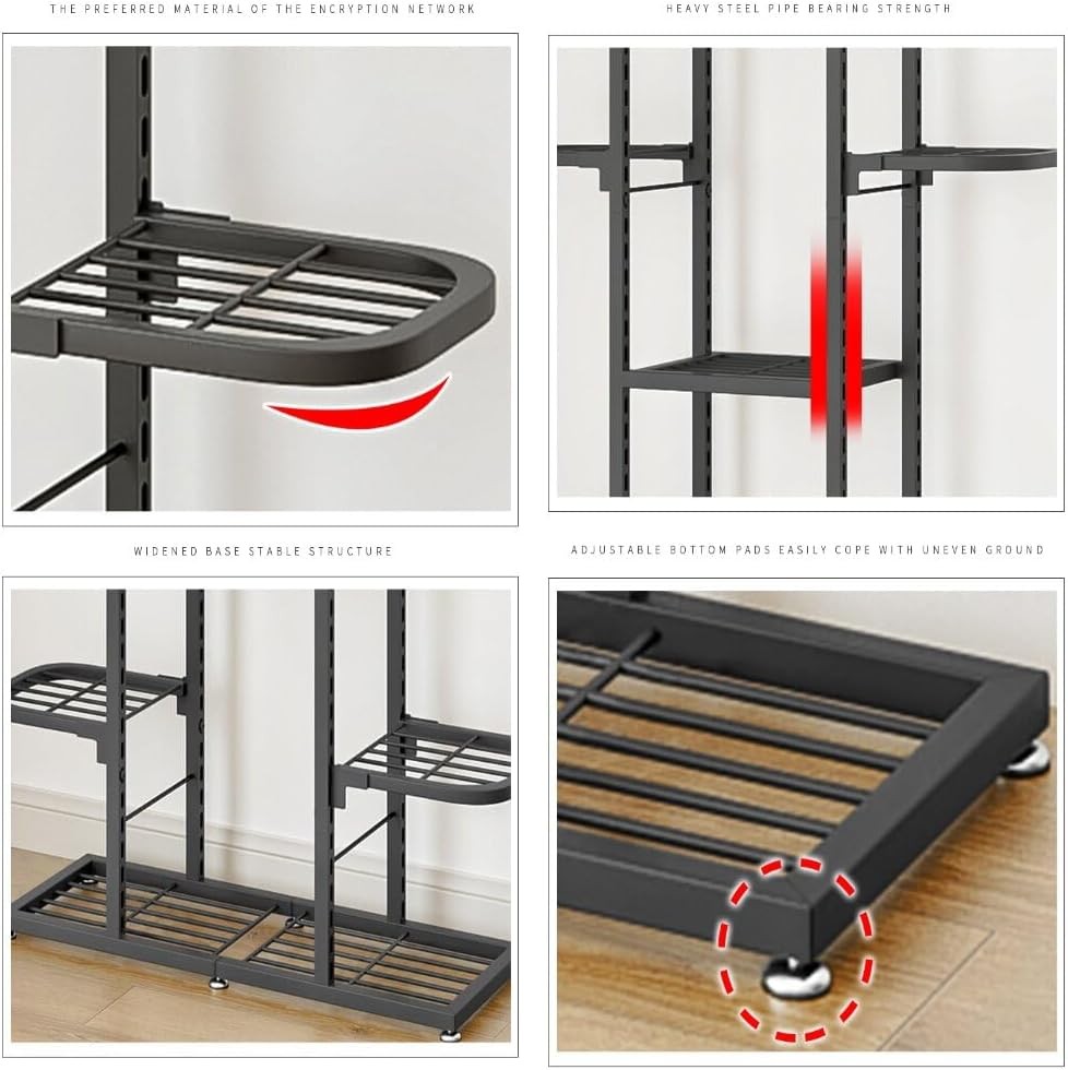 5 Tier Metal Plant Stand Indoor Outdoor Tall Flower Pot Display Rack Dark Grey