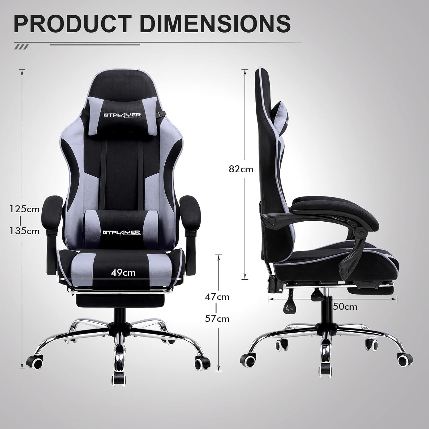 Ergonomic Fabric Gaming Chair Massage Lumbar Footrest Purple