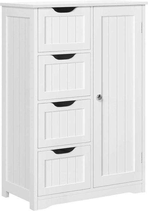 White Wooden Bathroom Cabinet 4 Drawer Storage Cupboard Organizer Unit