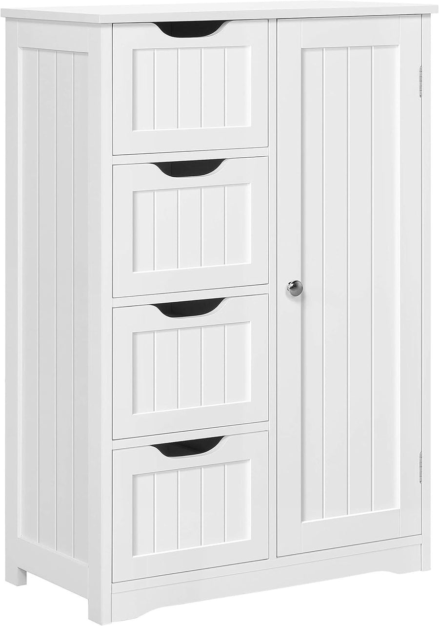 White Wooden Bathroom Cabinet 4 Drawer Storage Cupboard Organizer Unit