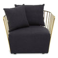 Black Velvet Armchair with Gold Frame Modern Accent Lounge Chair H68cm
