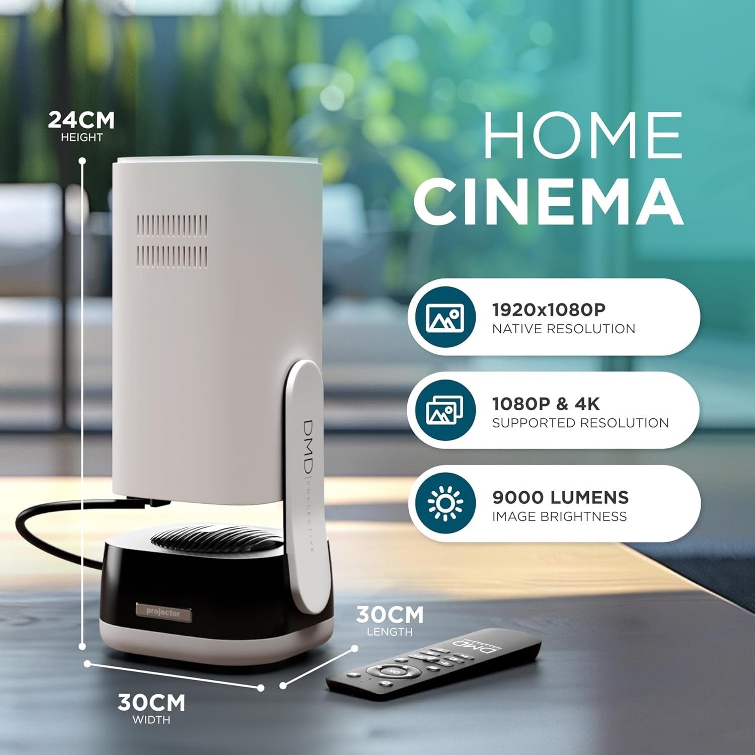 1080P Smart Projector 4K WiFi6 Bluetooth Short Throw 200” Portable