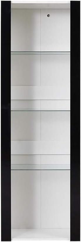 Tall Black High-Gloss Display Cabinet with Glass Shelves & RGB LED Lighting