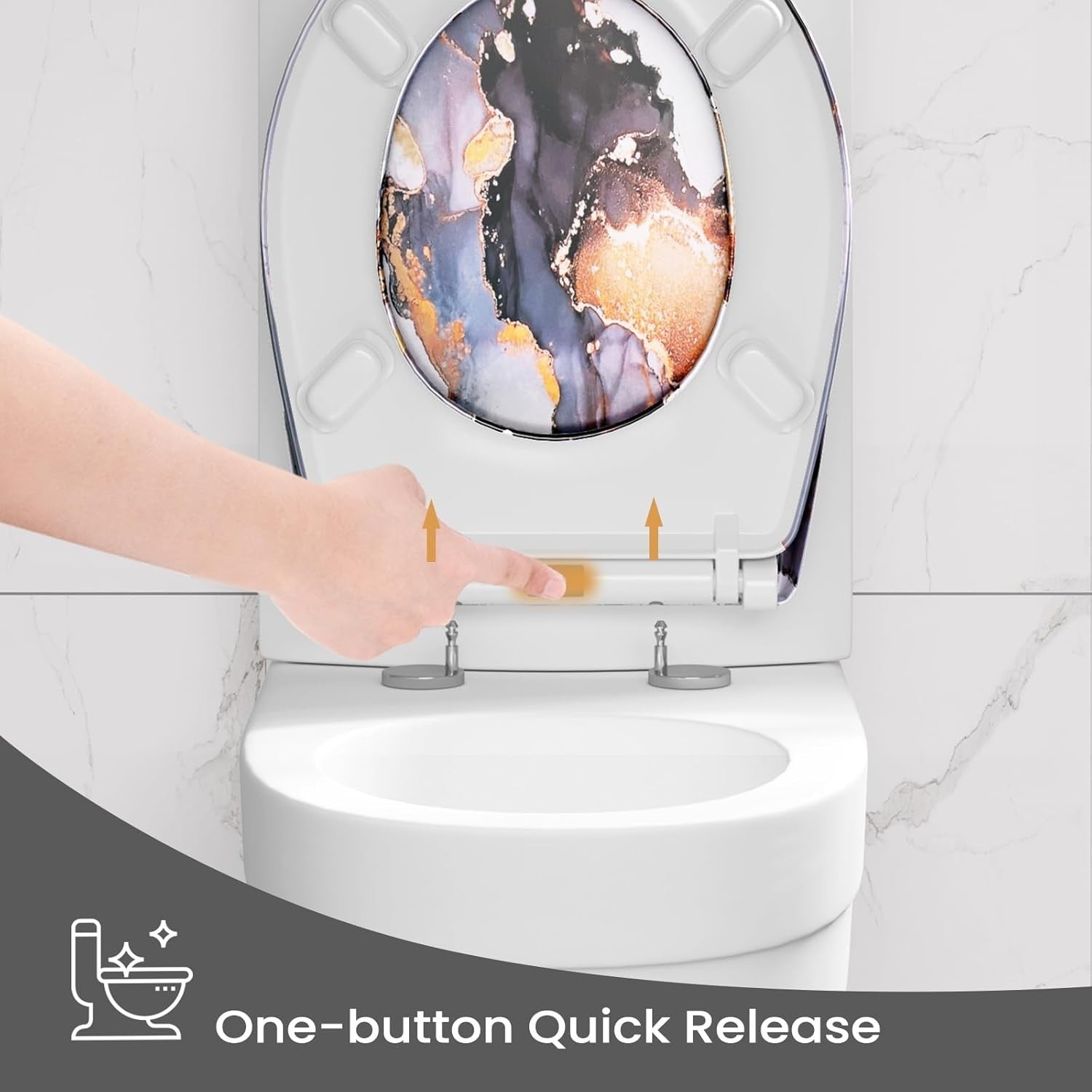 O-Shaped Toilet Seat Soft Close Quick Release Duroplast Adjustable Hinges 175kg