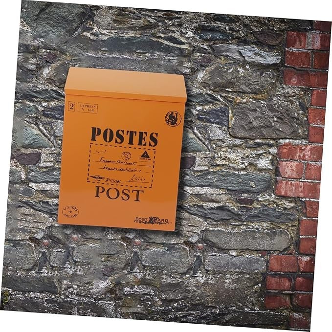 Lockable Wall Mounted Mailbox Iron Post Box Vintage Style Durable Letter Holder