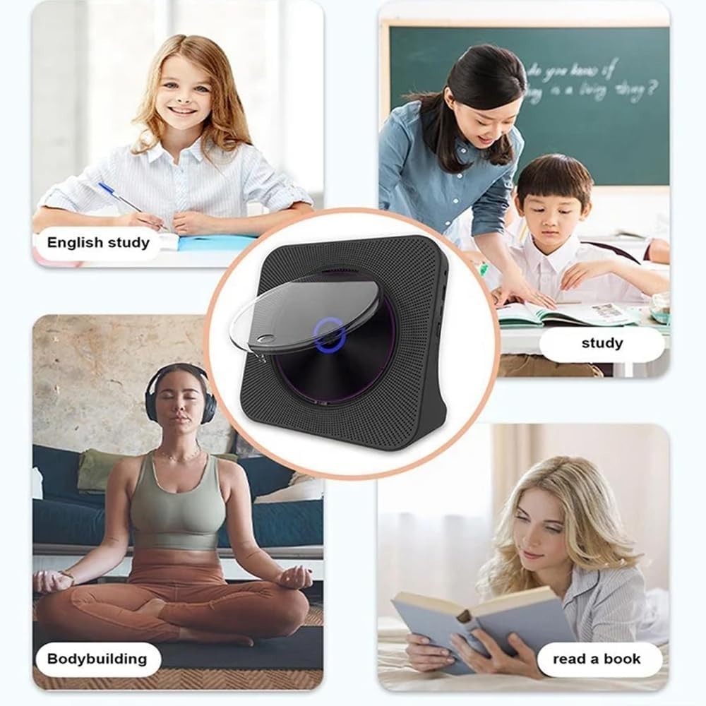 Portable Bluetooth CD Player HiFi Speakers FM Radio USB AUX Remote