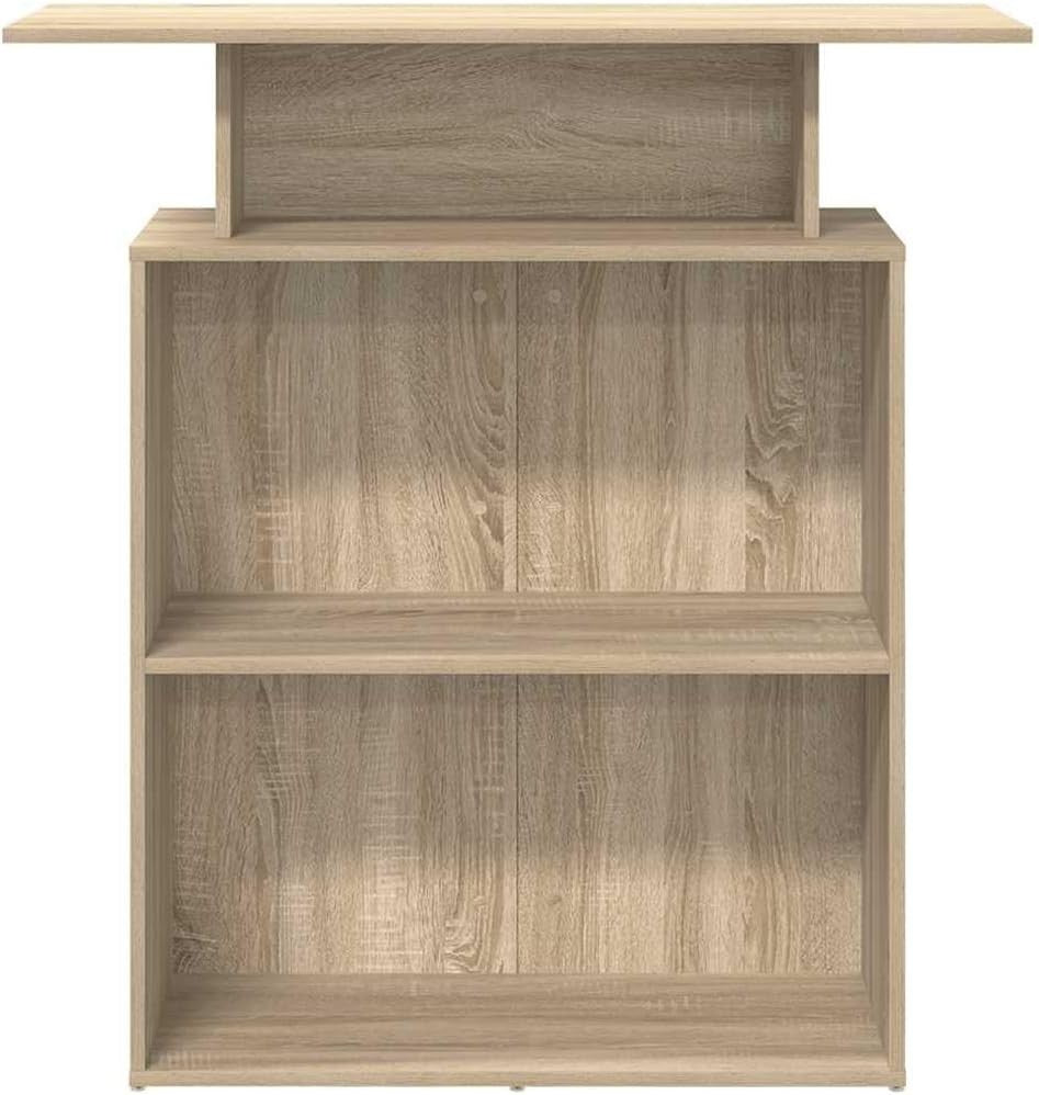 Sonoma Oak Reception Desk 100x40x104cm Modern Counter with Storage Shelves