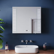 LED Bathroom Mirror Cabinet 650x600mm Anti-Fog with Shaver Socket & Clock