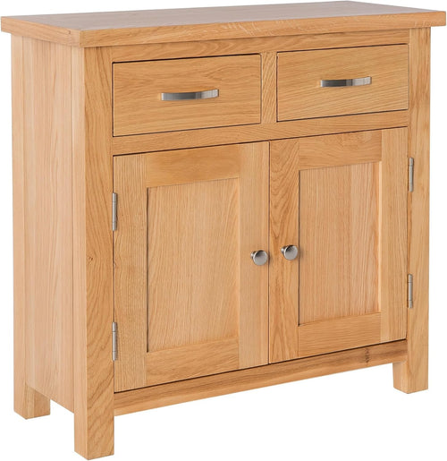 Solid Oak Sideboard Storage Cabinet 2 Door Cupboard | Drawers & Shelf Unit