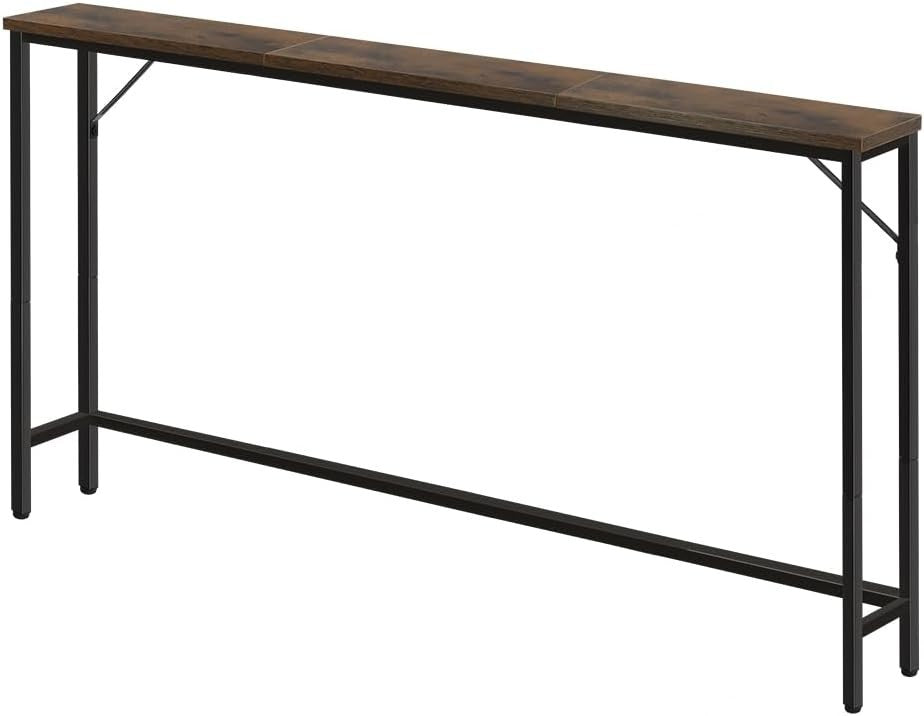 Slim Industrial Console Table 120cm, Compact Sturdy Display Desk for Hallway