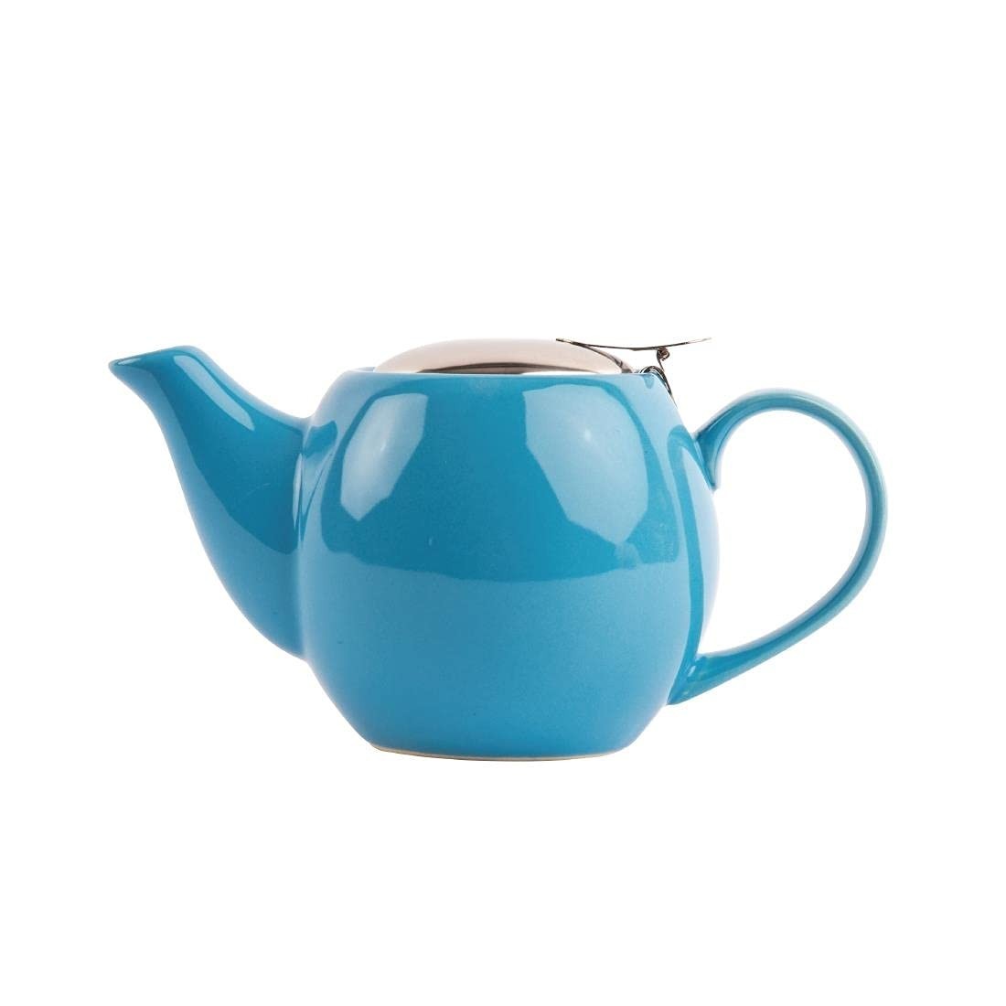 Blue Stoneware Teapot 510ml Tea Pot with Infuser Metal Lid Filter
