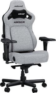XL Ergonomic Gaming Chair Linen Fabric Pop-Out Lumbar Grey