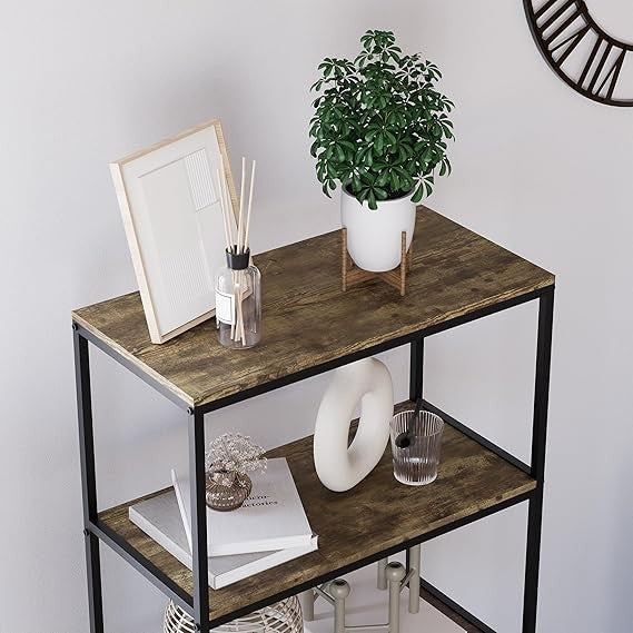 5 Tier Industrial Rustic Bookcase Shelving Unit Tall Display Storage Stand Dark