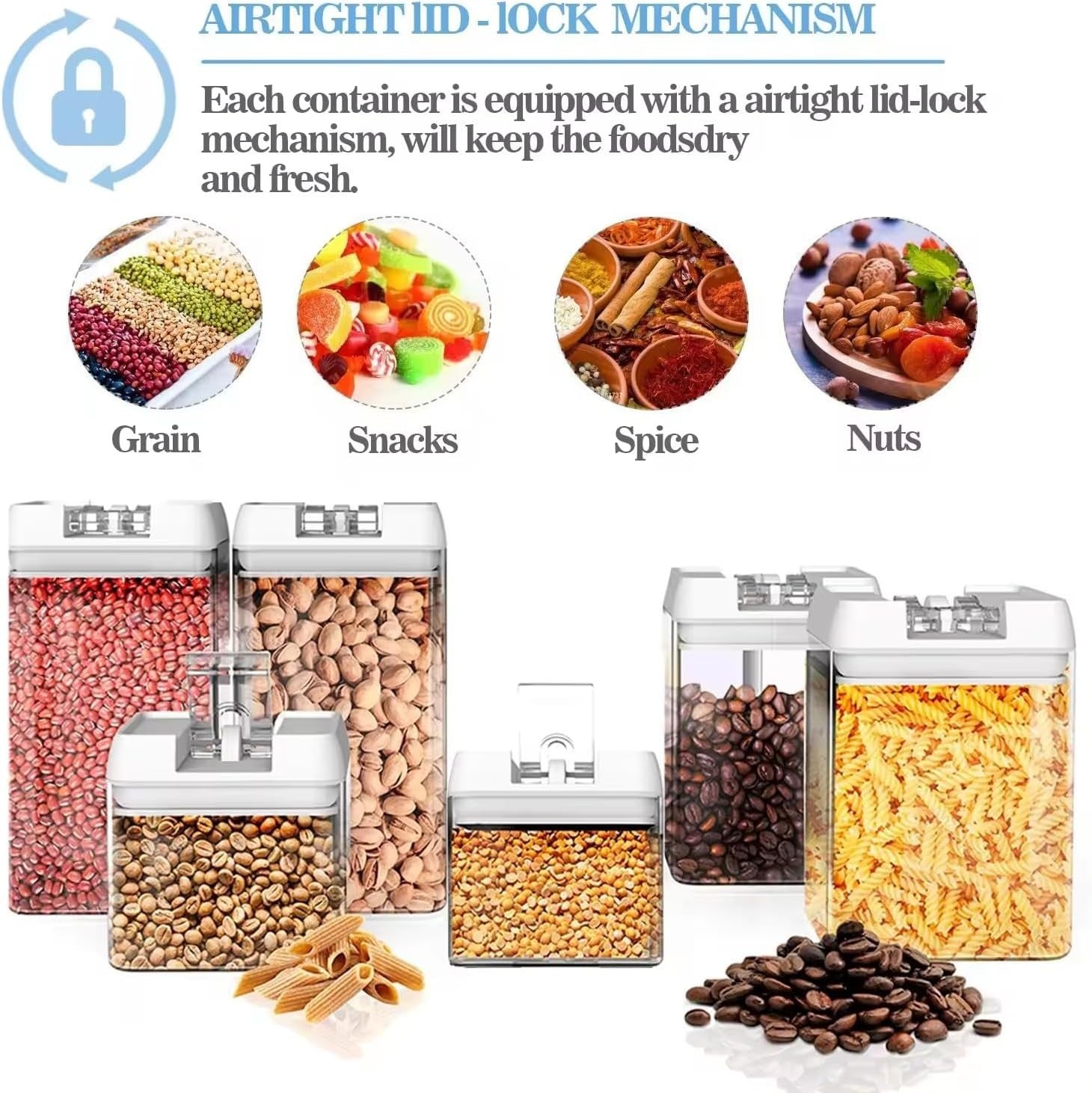 12PCS Airtight Food Storage Containers BPA Free Cereal Pantry Set
