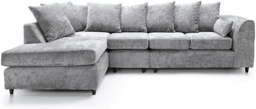 Alaska Corner Sofa Light Grey 5 Seater L Shape Couch Left Hand Fabric Suite
