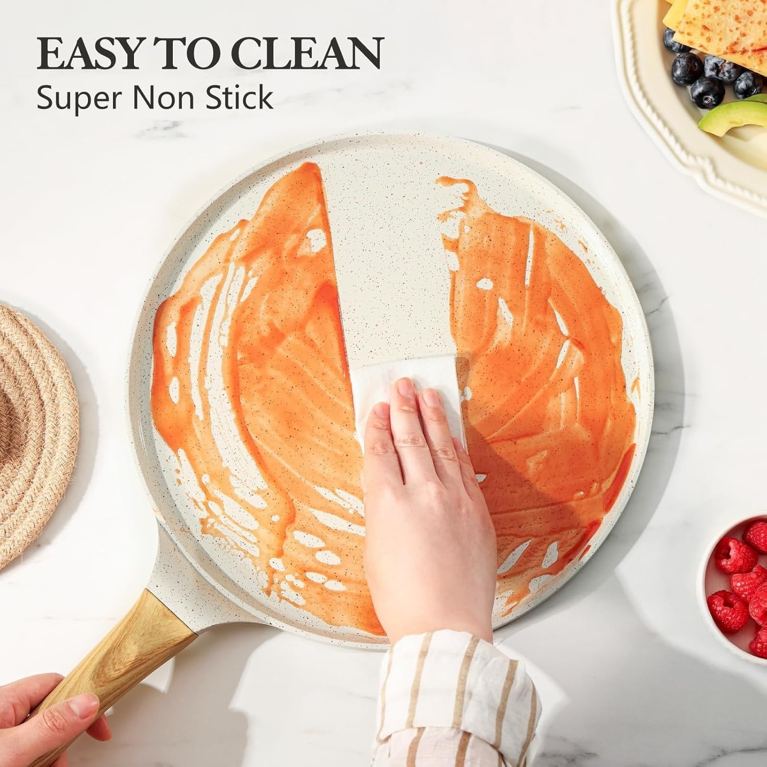 Non-Stick 30cm Pancake Pan | Swiss Granite Crepe Dosa Skillet Oven Safe