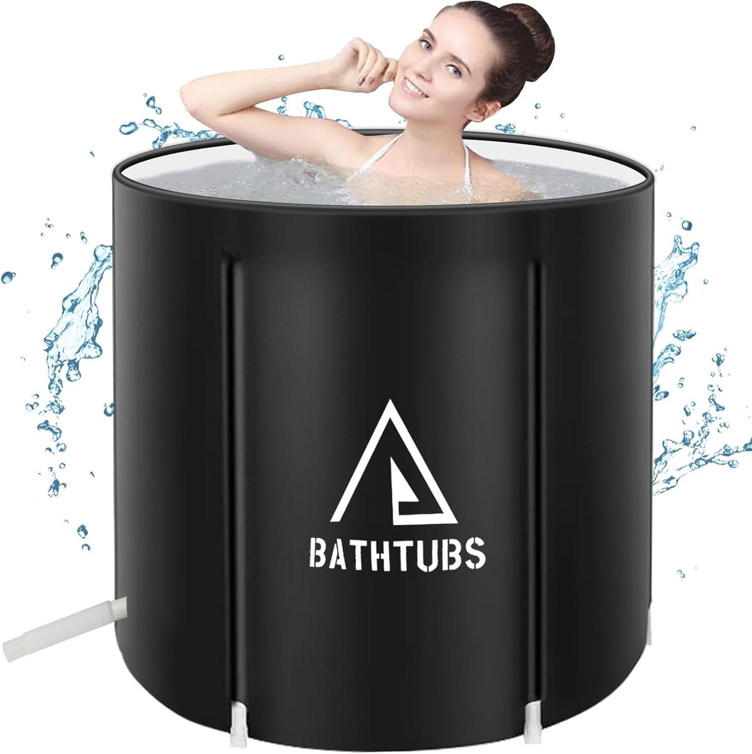 Portable Foldable Family Bathtub SPA Hot & Ice Bath Standing Tub Black