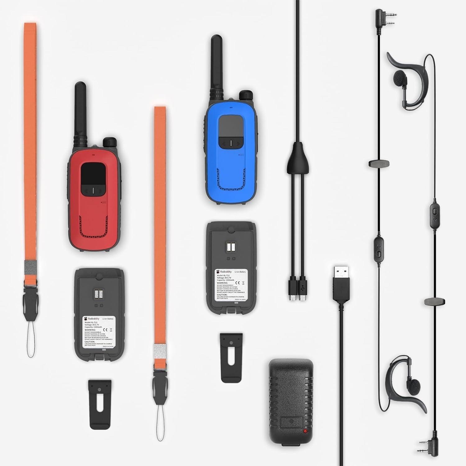 Rechargeable Walkie Talkies Long Range 16 Channel PMR USB VOX Twin Pack