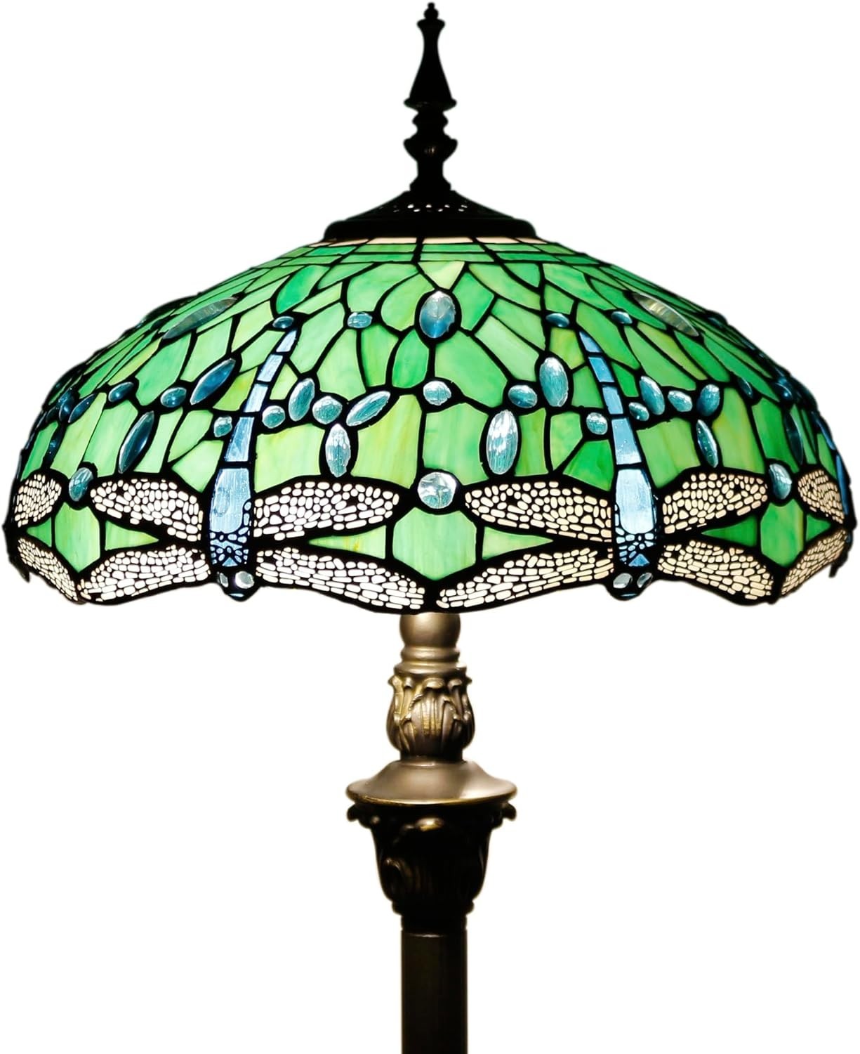 Stained Glass Tiffany Floor Lamp 70" Tall Antique Style Reading Light