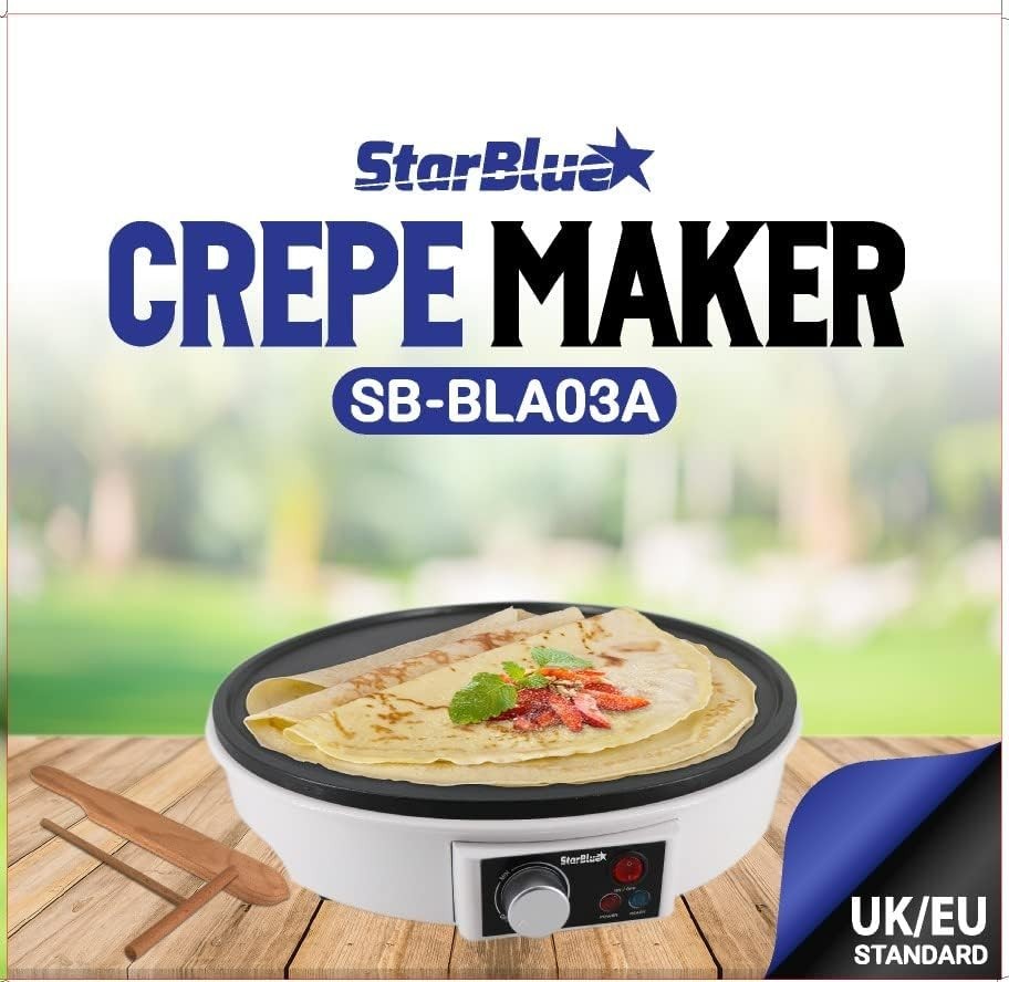 12" Electric Crepe Pancake Maker 1000W Non-Stick Adjustable Temp Yellow