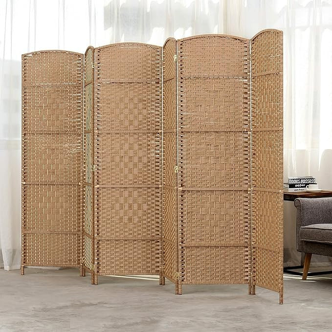 Natural Bamboo 6 Panel Folding Room Divider – Freestanding Privacy Screen