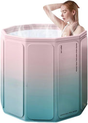 Portable Foldable Adult Ice Bath Tub Pink Freestanding Spa Soaking Tub