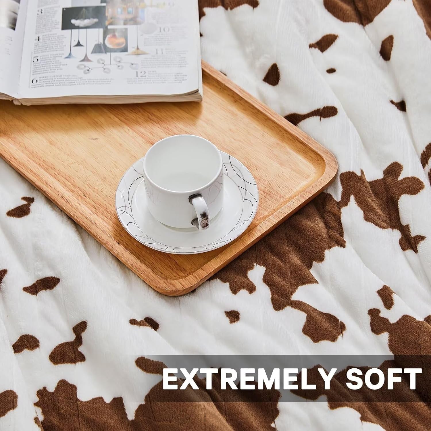 Electric Heated Throw Blanket Cow Print Sherpa 10 Heat  Washable