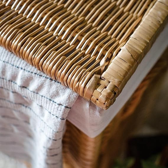 Extra Large Wicker Laundry Basket with Lid & Liner | Natural Willow 52×36×68cm