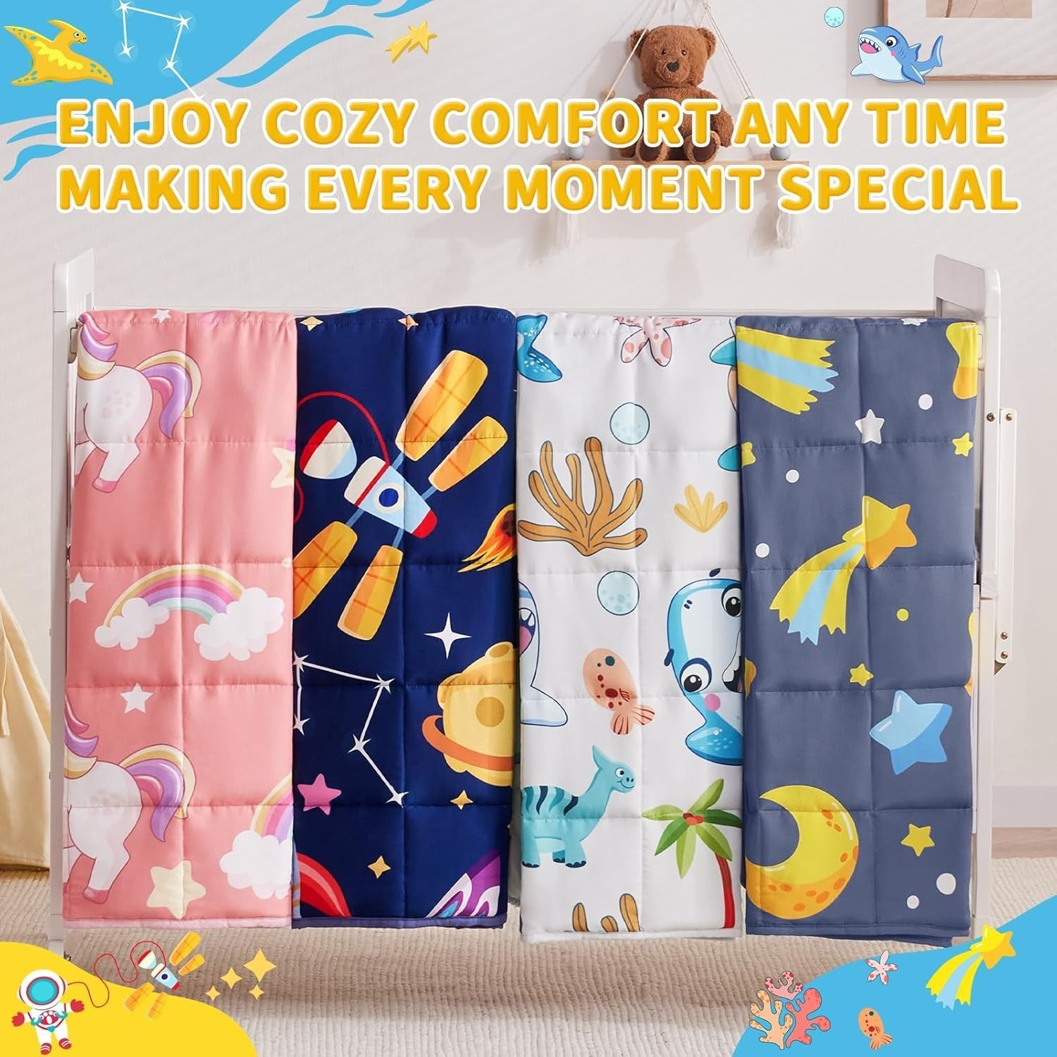 Kids Weighted Blanket 40x60in 7lbs Breathable Cooling Throw Grey Moon