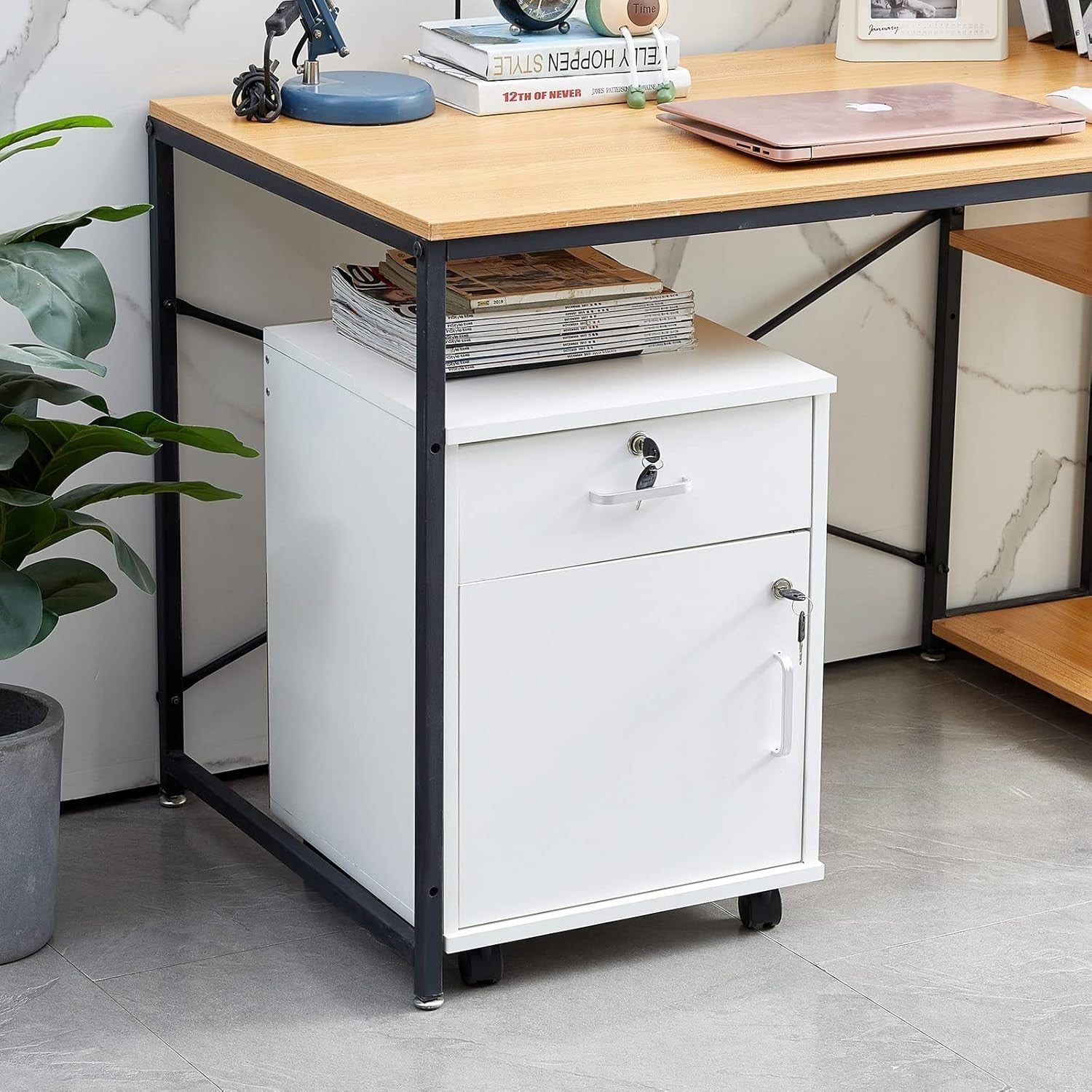 Locking Mobile File Cabinet Drawer Door Under Desk A4 Storage Unit