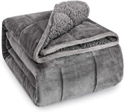 Sherpa Fleece Weighted Blanket Grey 7kg 120x180cm Plush Warm Comfort