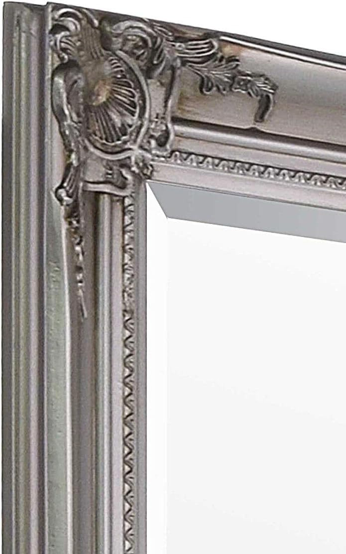 Large Silver Full Length Wall Mirror Ornate Vintage 168x76cm Bevelled
