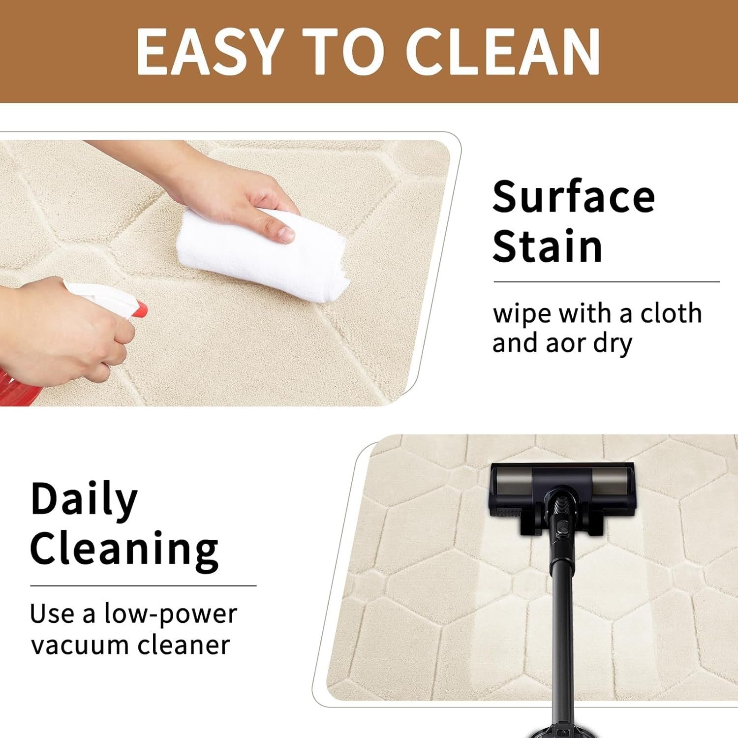 Cream Area Rug 120x170cm Short Pile Washable Anti Slip Living Room Bedroom