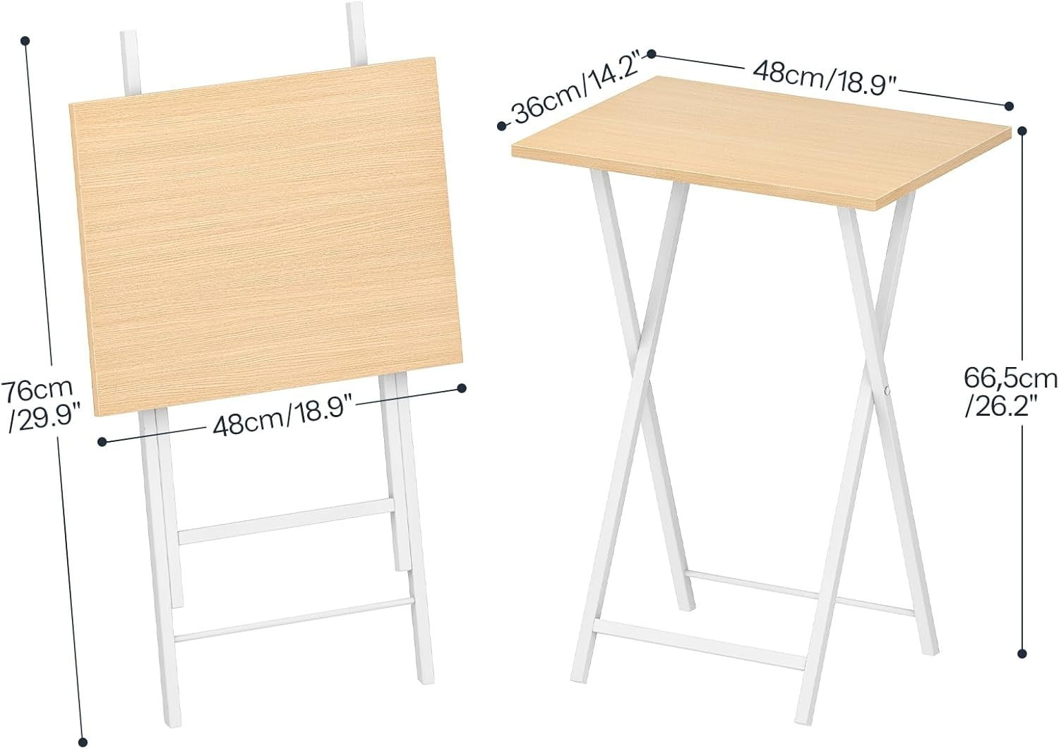 Folding Side Tables Set of 2 – Space-Saving Snack & Laptop Tray, Durable Metal